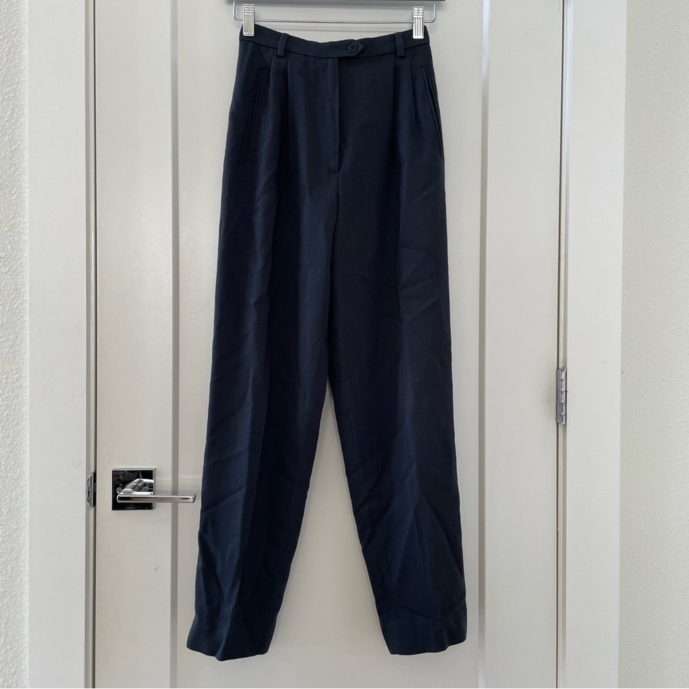 Giorgio Armani Vintage 80s 90s Dark Grey 100% Wool Balloon Trousers Pants Size 2